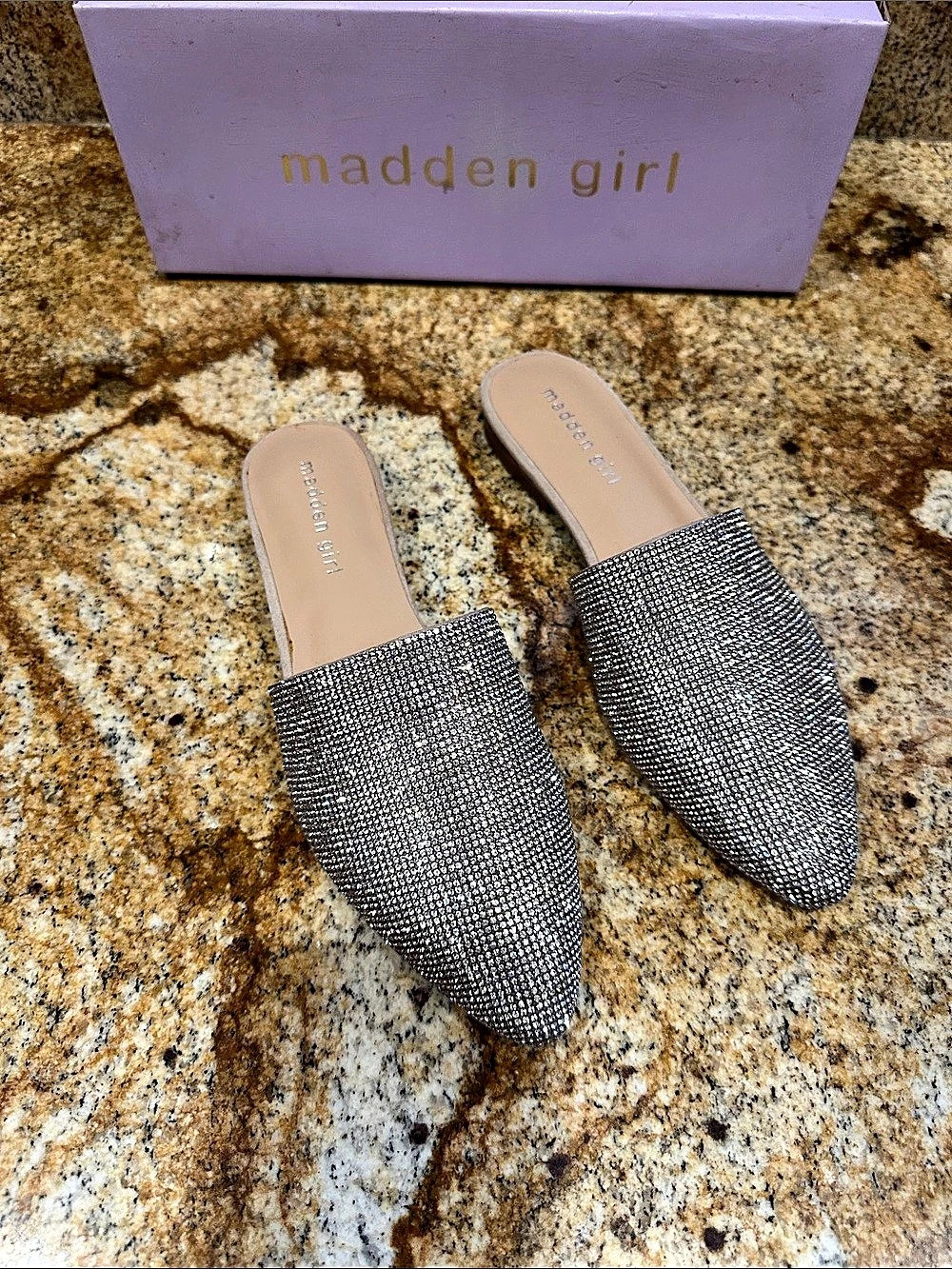 Madden Girl Tiana-R Rhinestone Pointed-Toe Mules US 7.5 New